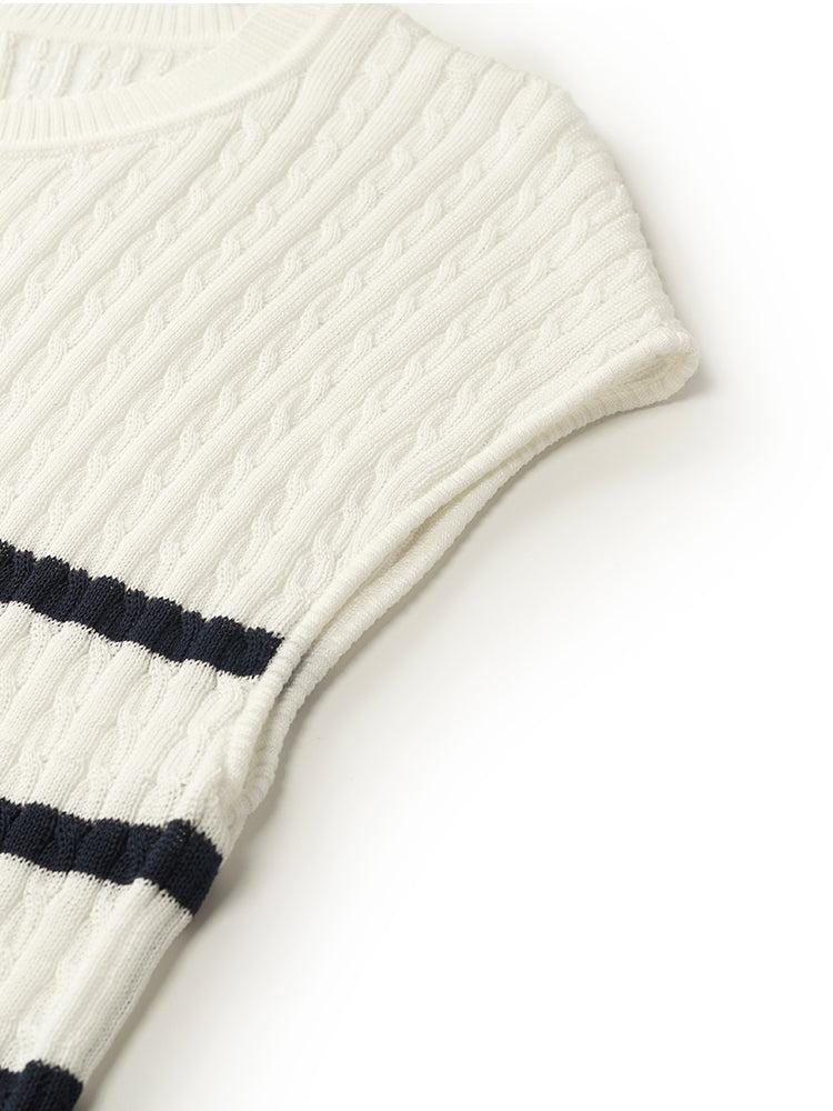 Acetate Knitted Striped Pullover Women Knit Top Product Image