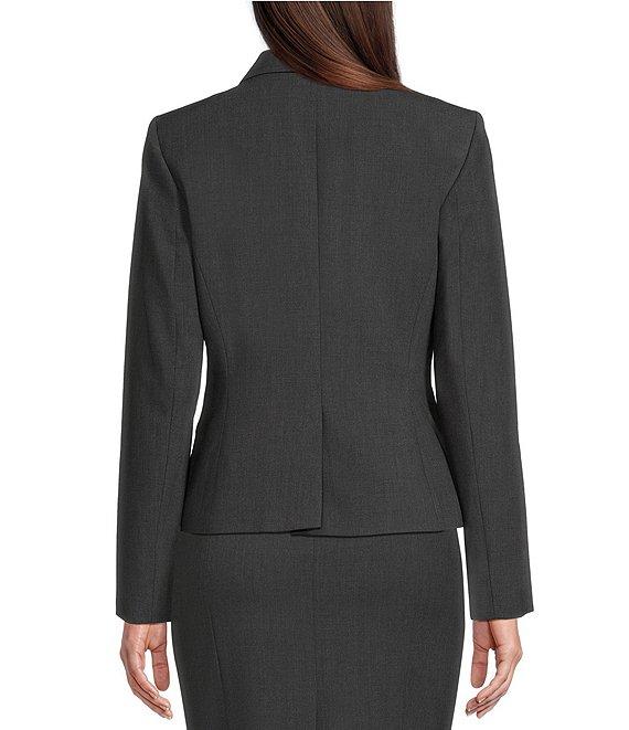 Calvin Klein Notch-Collar Long Sleeve Padded Shoulder Luxe Stretch Coordinating Jacket Product Image
