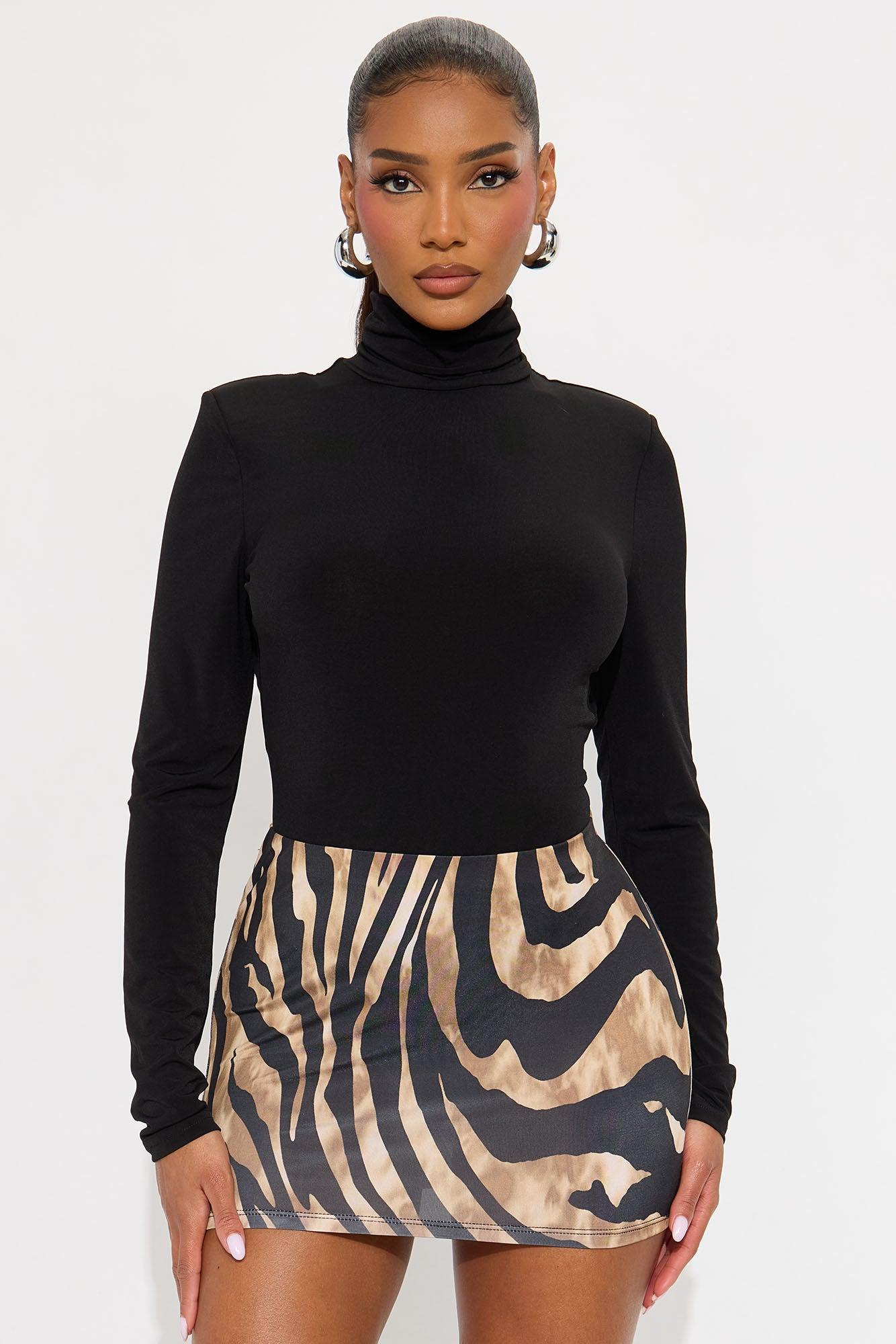 True Long Sleeve Turtle Neck Bodysuit - Black Female Product Image