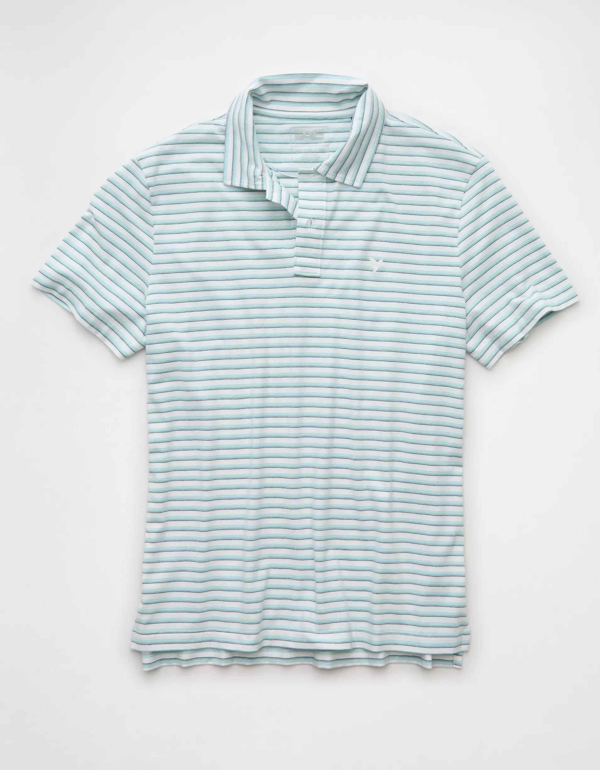 AE 24/7 Club Logo Striped Polo Shirt Product Image