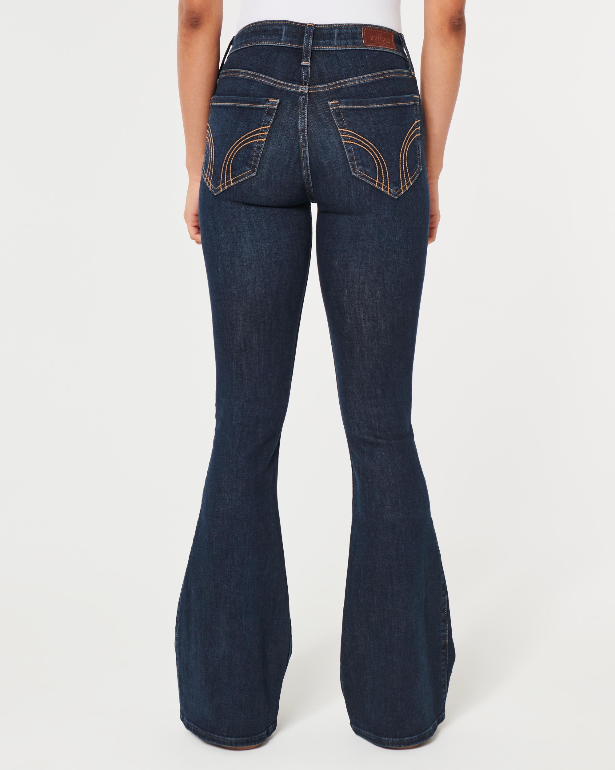 High-Rise Dark Wash Flare Jeans Product Image