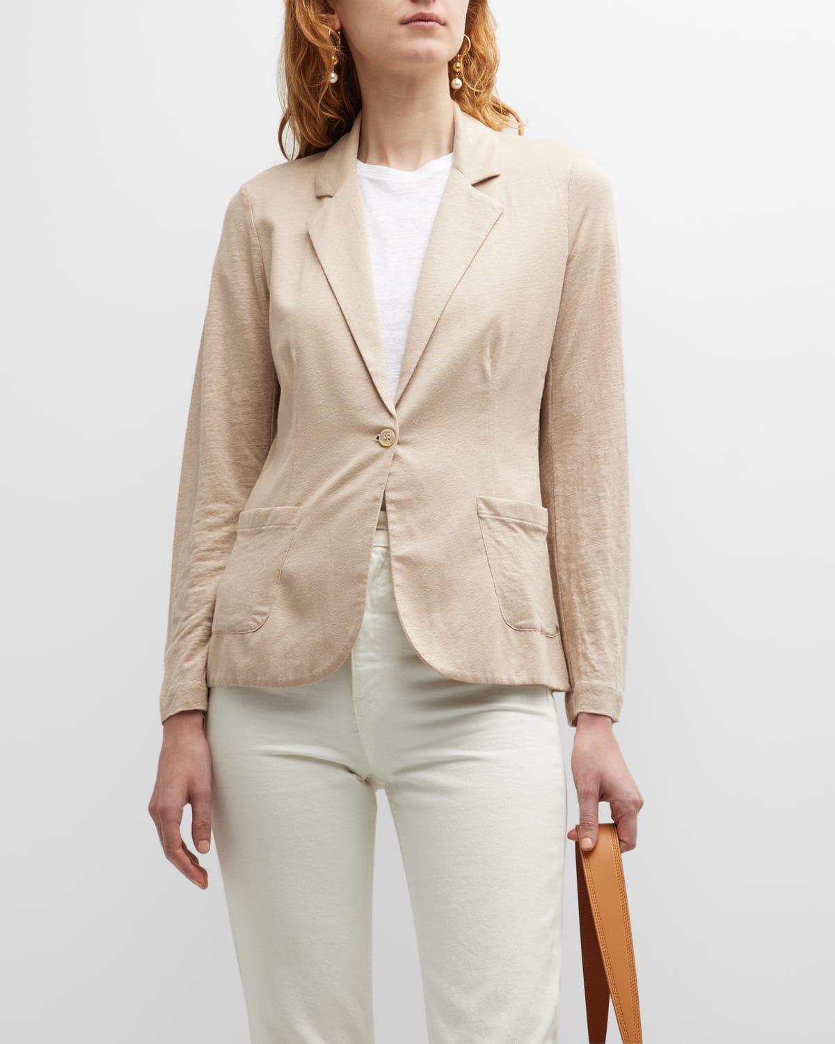 Womens Stretch Linen-Knit Blazer Product Image