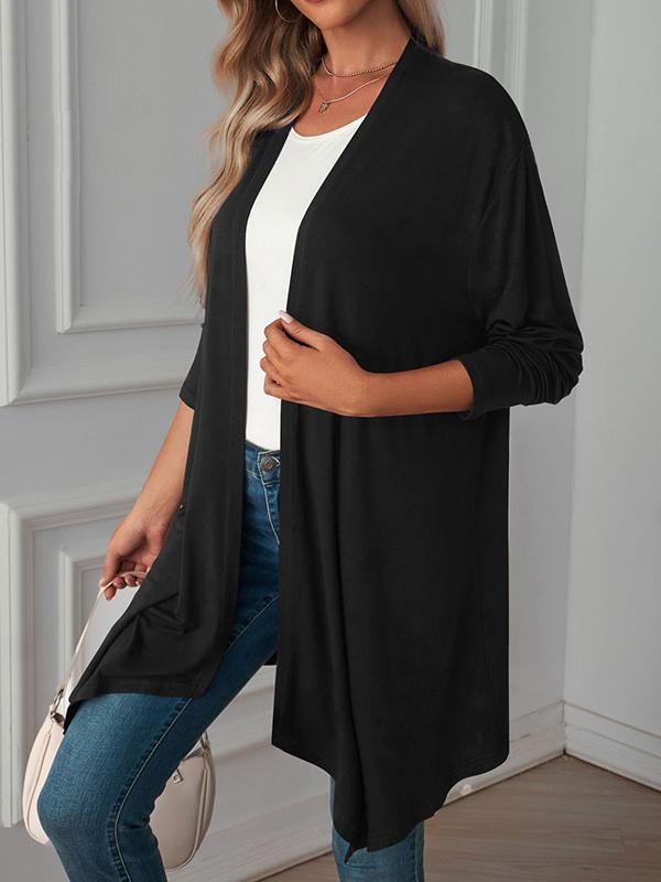 Long Sleeves Loose Solid Color Statement Collar Outerwear Product Image