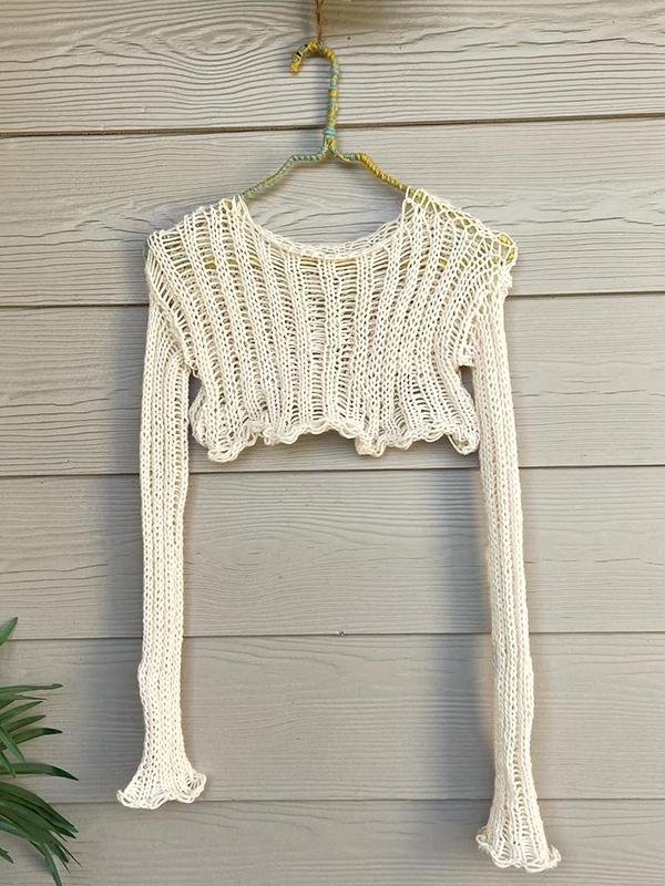 Short Cutout Crop Smock Crochet Top Product Image
