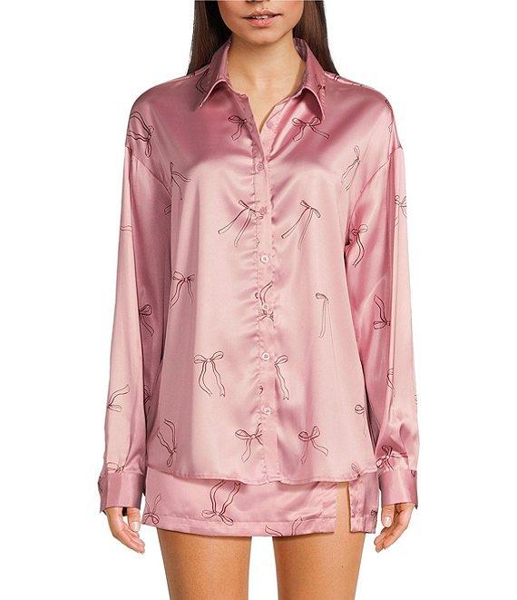 Bailey Rose Long Sleeve Button Front Bow Print Coordinating Top Product Image