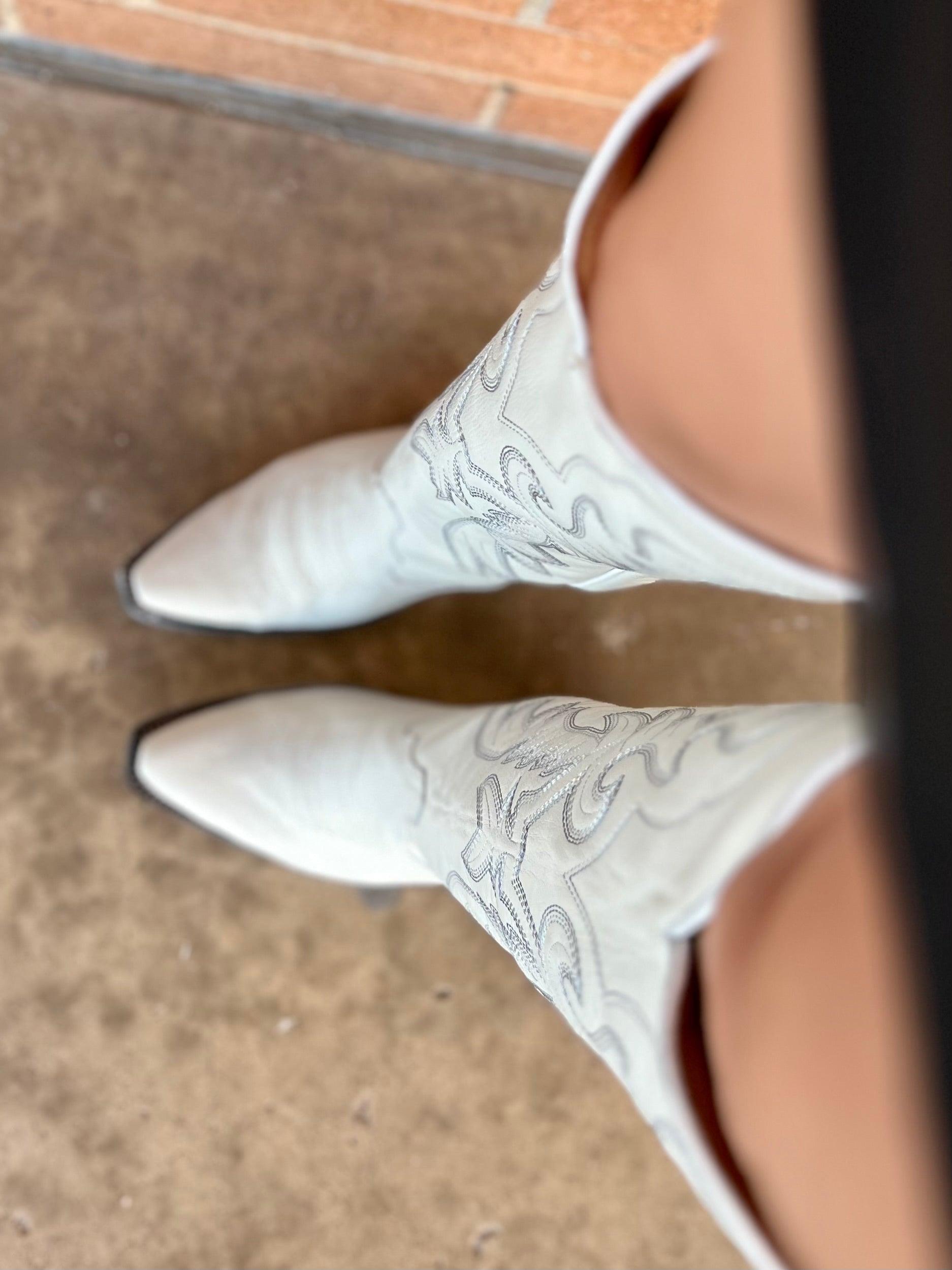 Tanner Mark White Knee High Boots Product Image