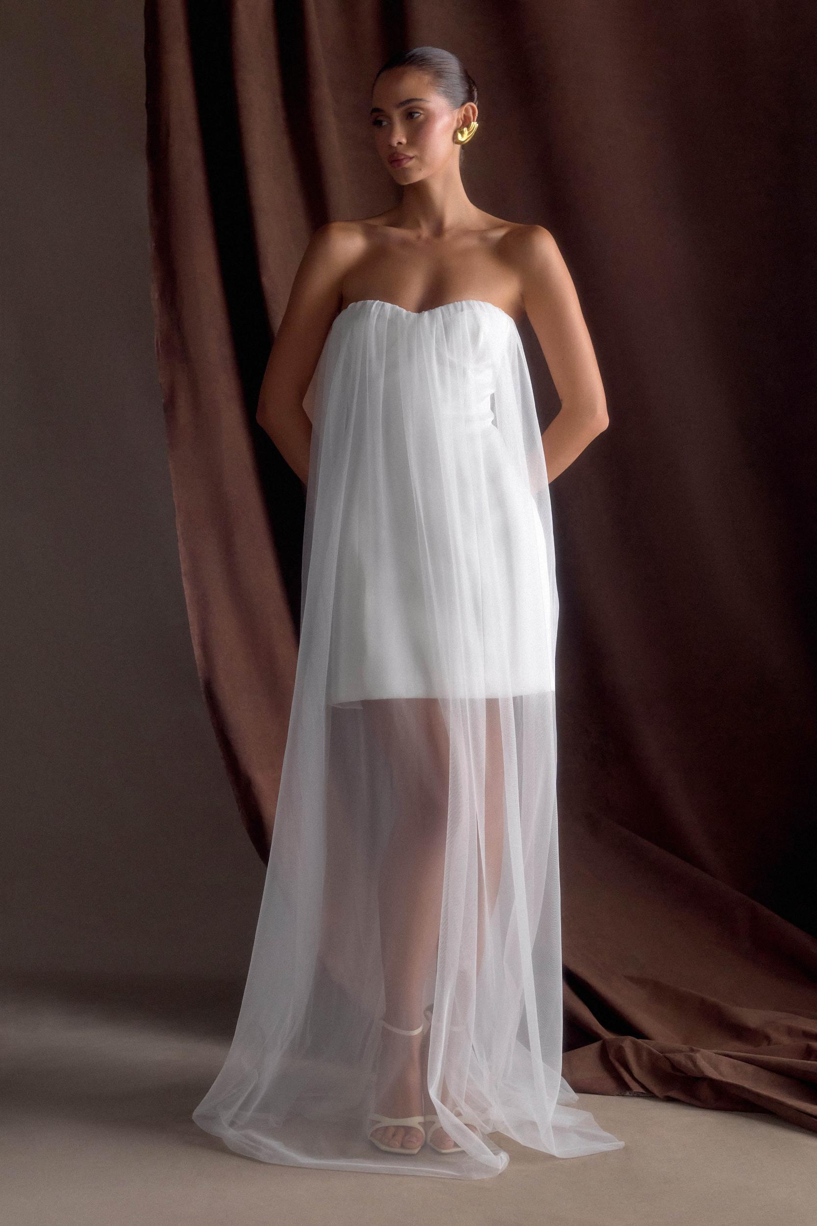 Bettany Chiffon Strapless Maxi Dress - White Product Image