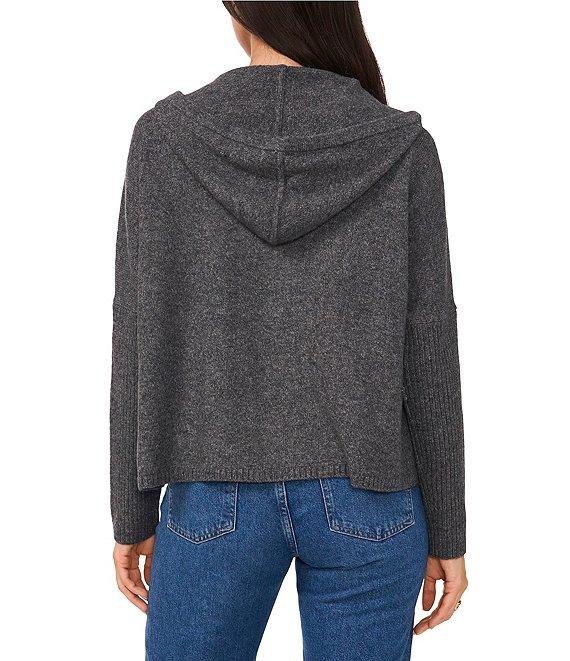 Vince Camuto Knit Long Sleeve Hooded Zip Front Sweater Product Image