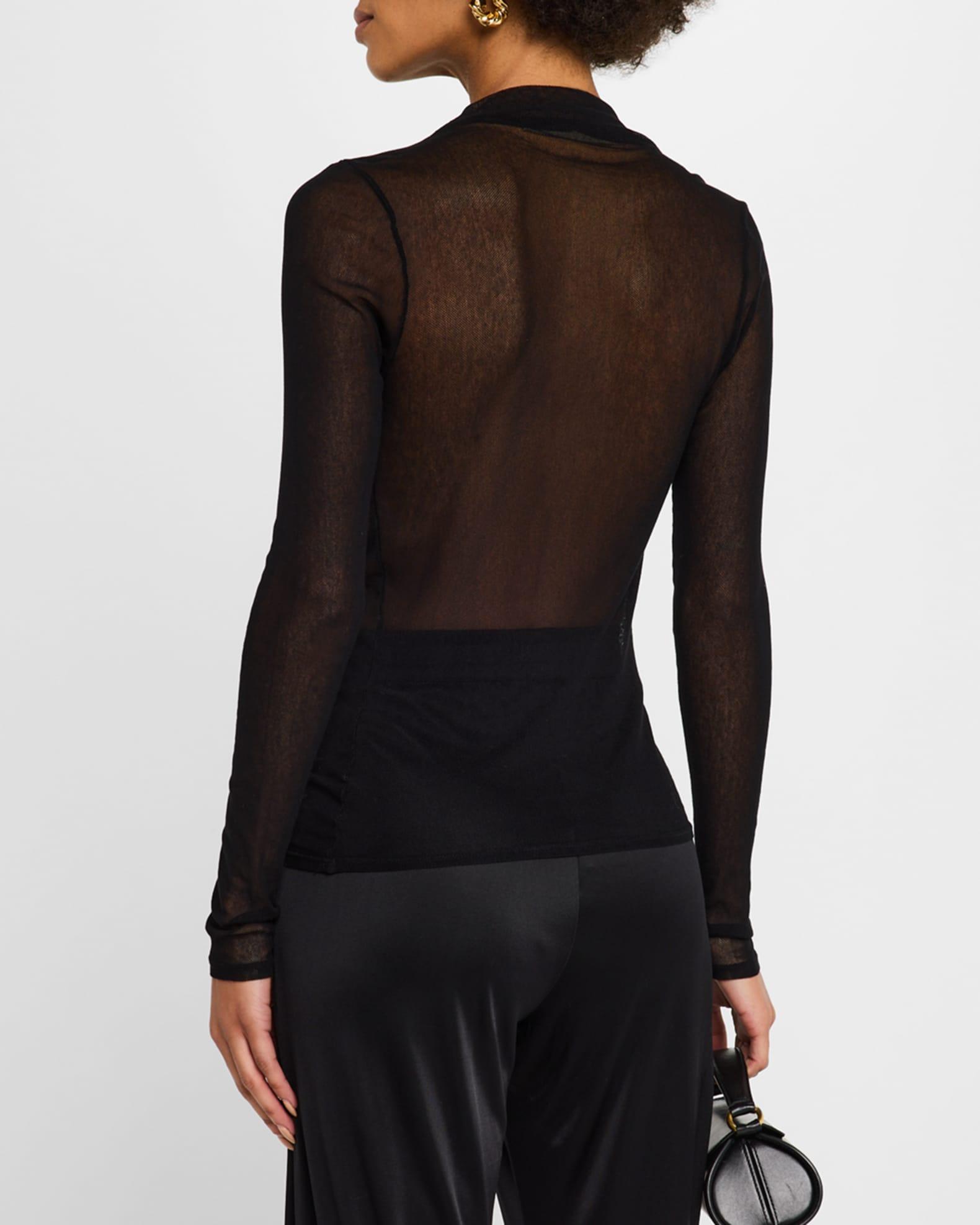 Sheer Slash Long-Sleeve Blouse Product Image
