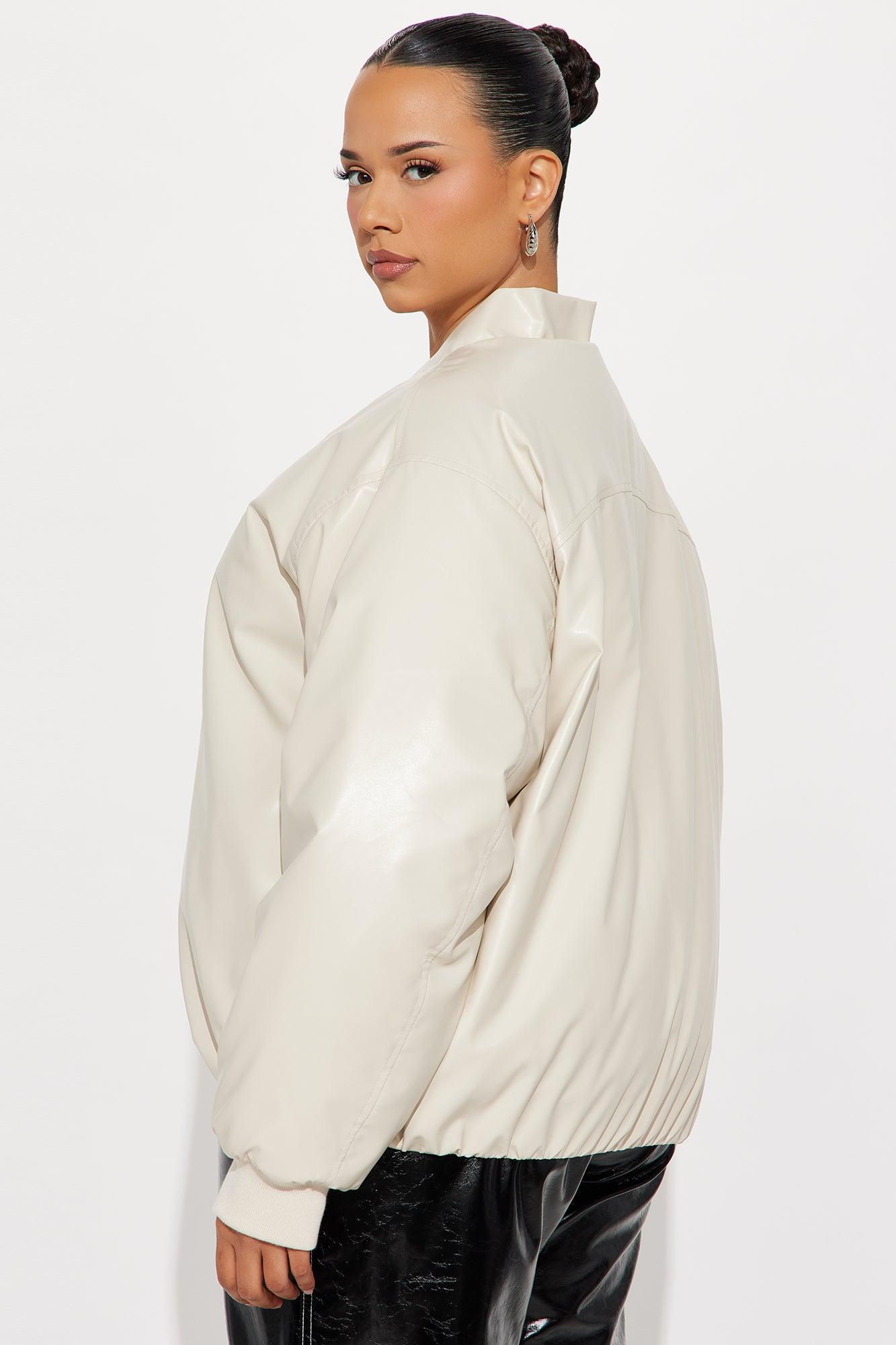 Gwen Faux Leather Puffer - Stone Female Product Image