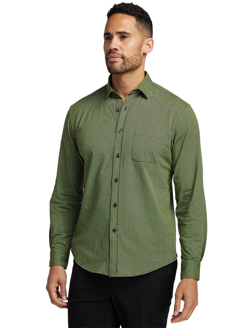 Cotton Button Front Polo - Green Product Image