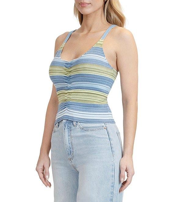 Stevie by Steve Madden Striped Adjustable Strap Sweater Tank Top Product Image
