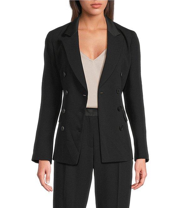 Marella Stella Lapel Collar Satin Double Breasted Blazer Product Image