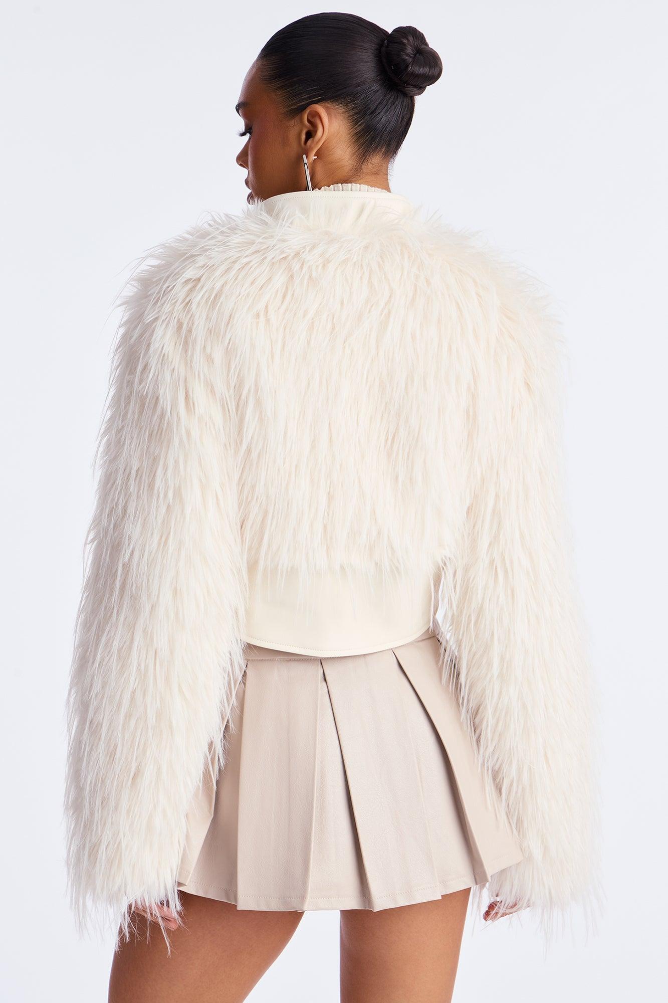 Bad Habits Faux Fur Jacket - Ivory Female Product Image
