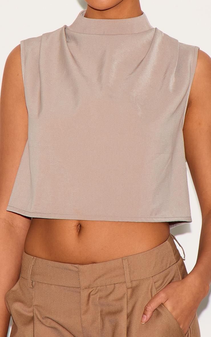 Mushroom Woven Pleated Boxy Top Product Image