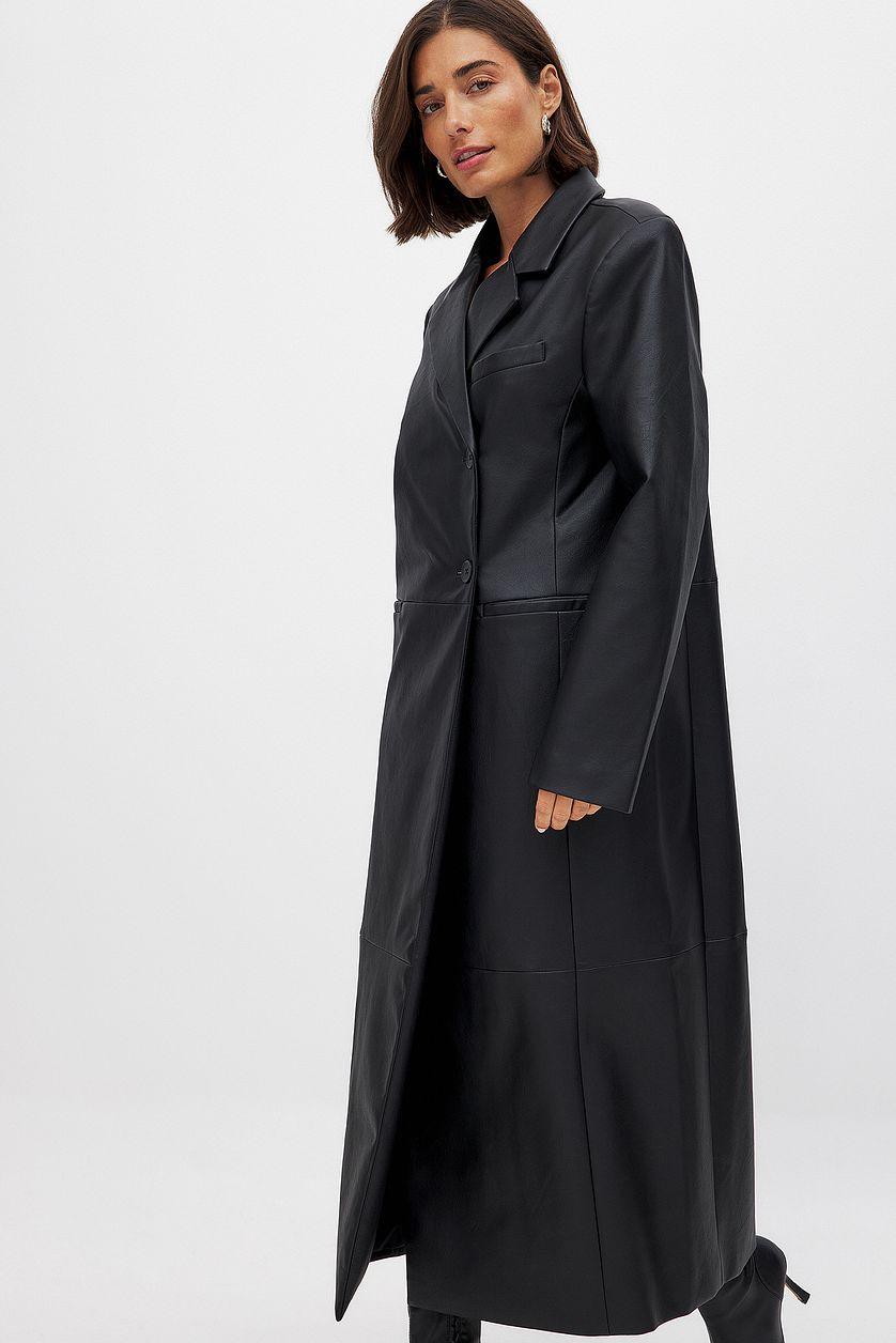Oversized PU Seam Detail Coat Product Image