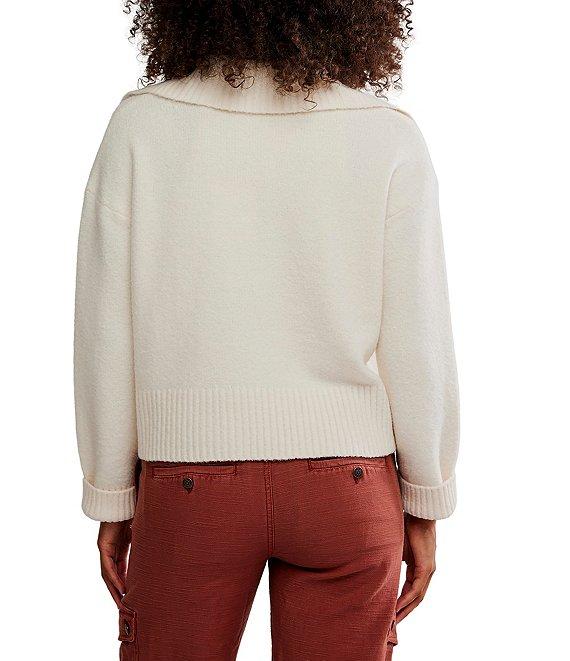 Free People Trading Up Collared Neckline Long Sleeve Polo Sweater Product Image