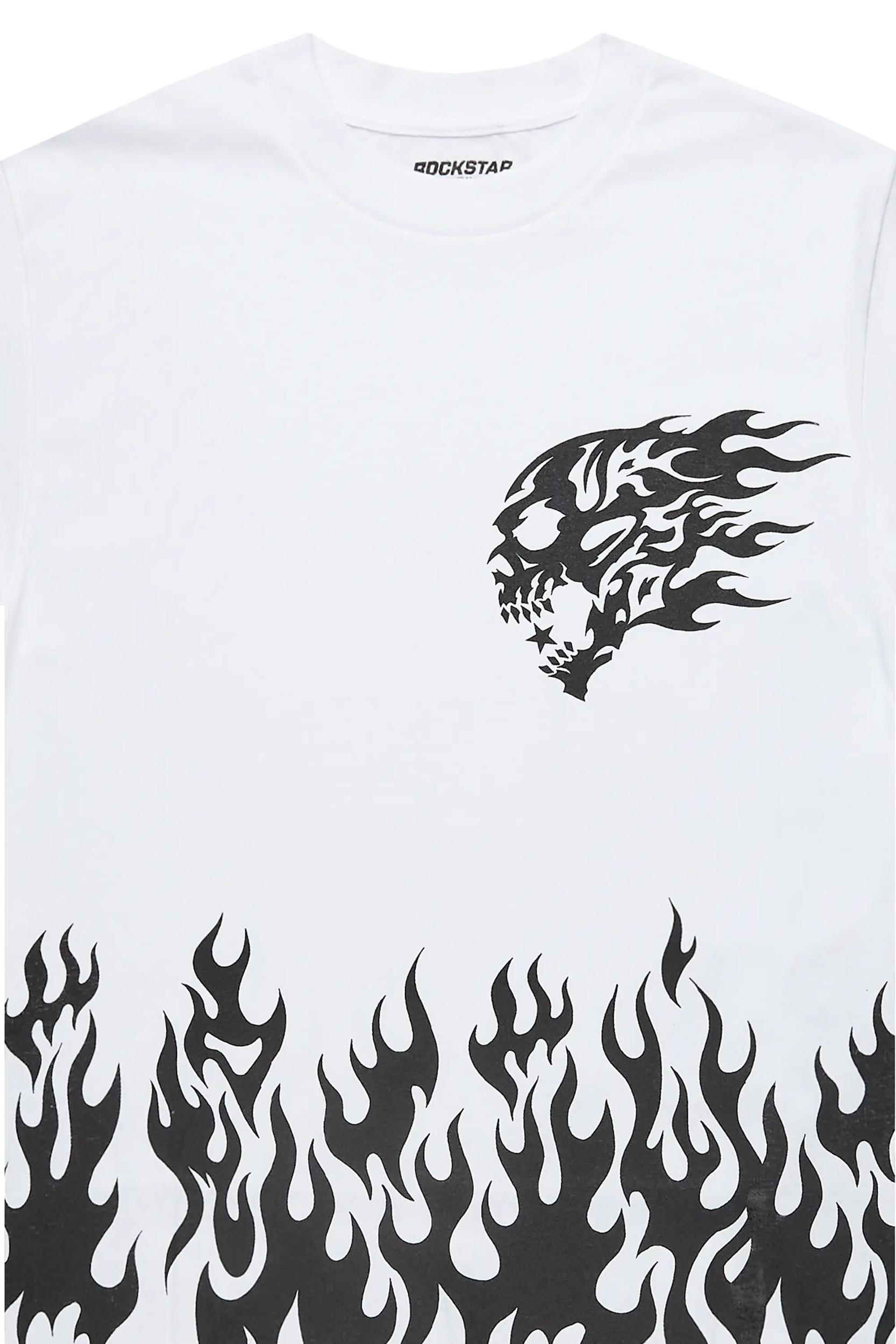Bubble White/Black Oversized Graphic T-Shirt Male Product Image