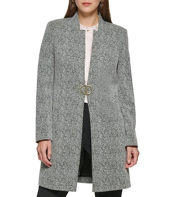 DKNY by Donna Karan Point Collar Knit Long Topper Jacket Product Image