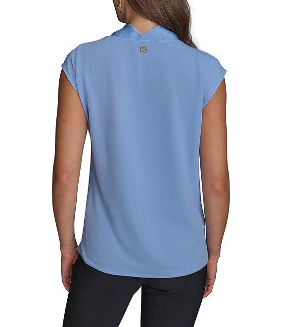 Donna Karan Mixed Media Cowl Neck Cap Sleeve Top Product Image