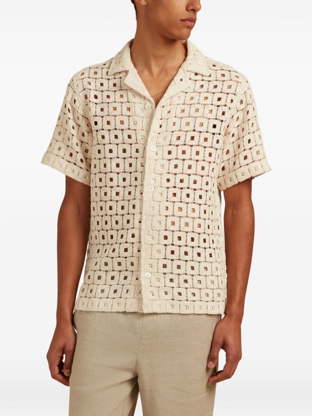 crochet-pattern short-sleeve shirt Product Image
