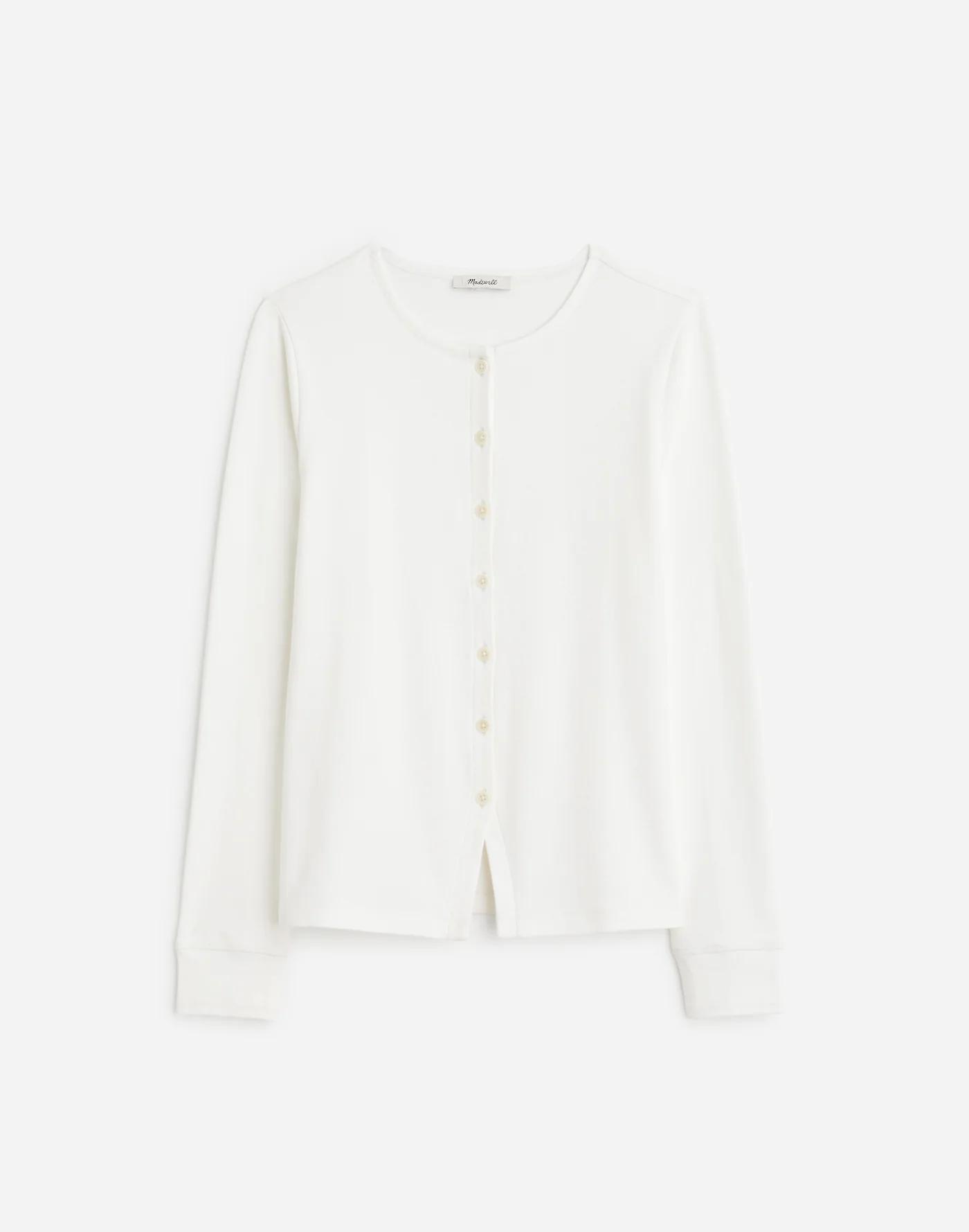 Ribbed Button-Front Cardigan Product Image