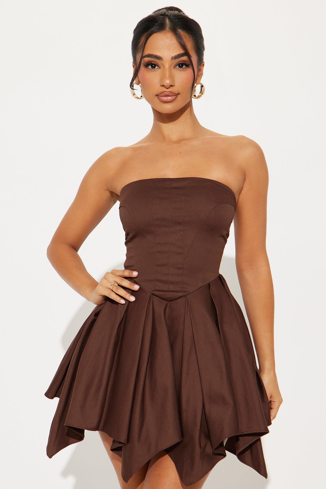 Lucky To Have Corset Mini Dress - Brown Product Image