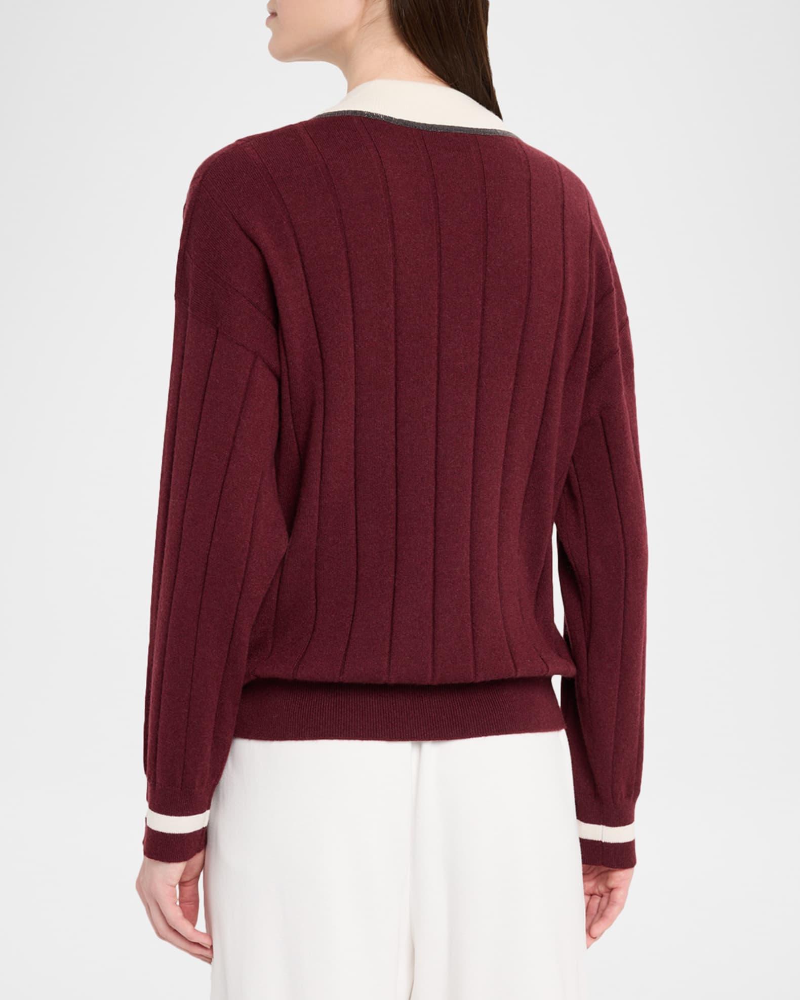 Monili V-Neck Cashmere Rib Knit Sweater Product Image