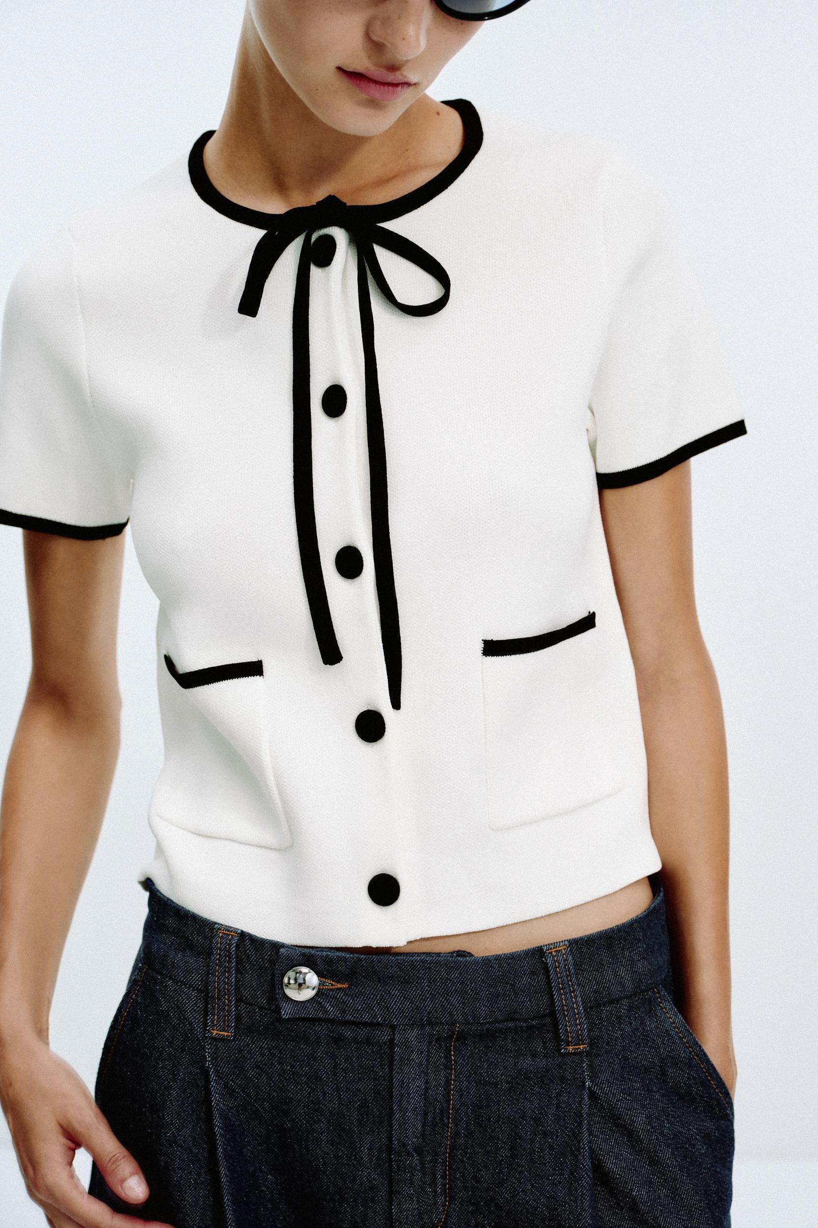 CONTRAST TRIM CARDIGAN Product Image