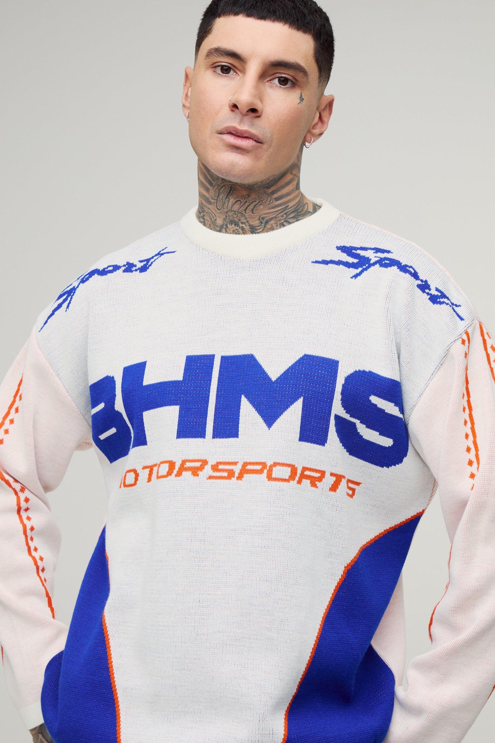 Tall Oversized Moto Knitted Long Sleeve T-Shirt | boohooMAN USA Product Image