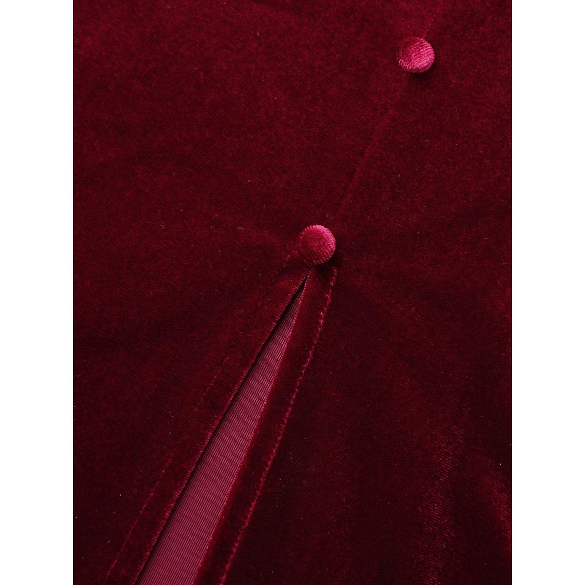 Plus Size Velvet Ruched Surplice Neckline Midi Dress Burgundy Women Formal Texture Party Curvy Bloomchic 14-16/1X Product Image