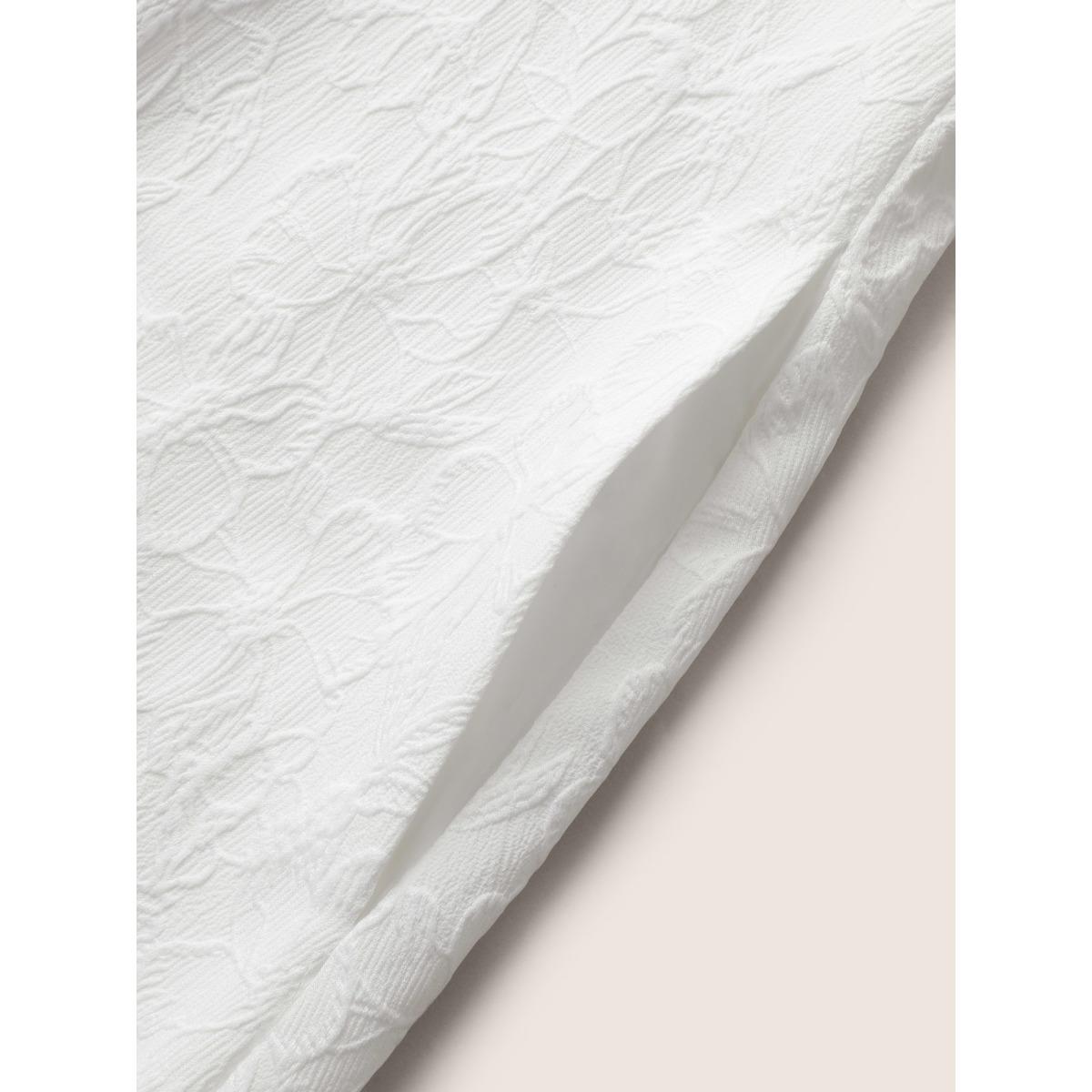 Plus Size Heart Neckline Jacquard Textured Midi Dress Ivory Women Resort Texture Heart neckline Short sleeve Curvy BloomChic 10/M Product Image