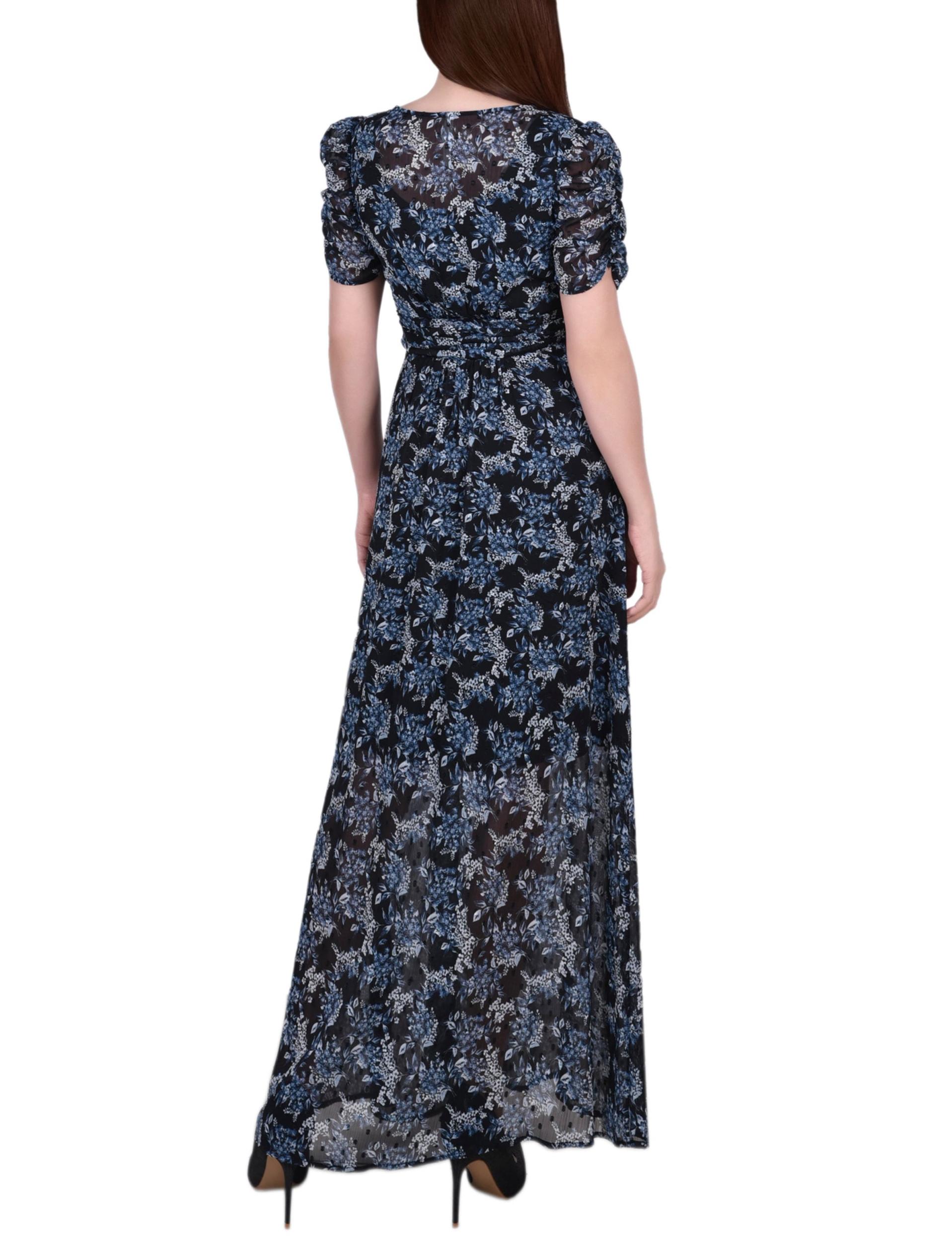 Navy Floral Puff Sleeve Maxi Product Image