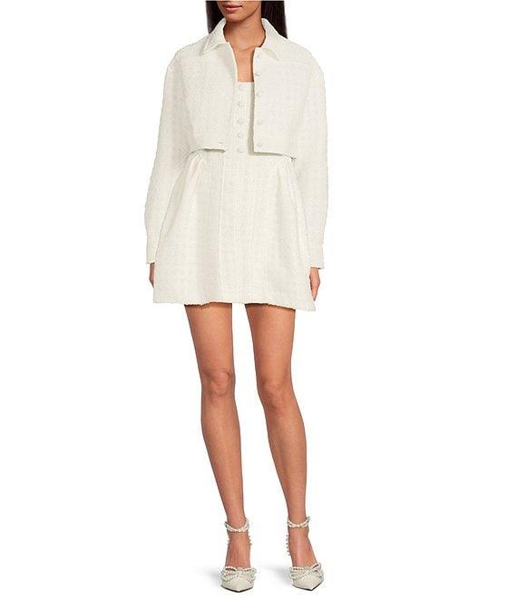 Gianni Bini Eliza Tweed Button Detail A-Line Dress Product Image