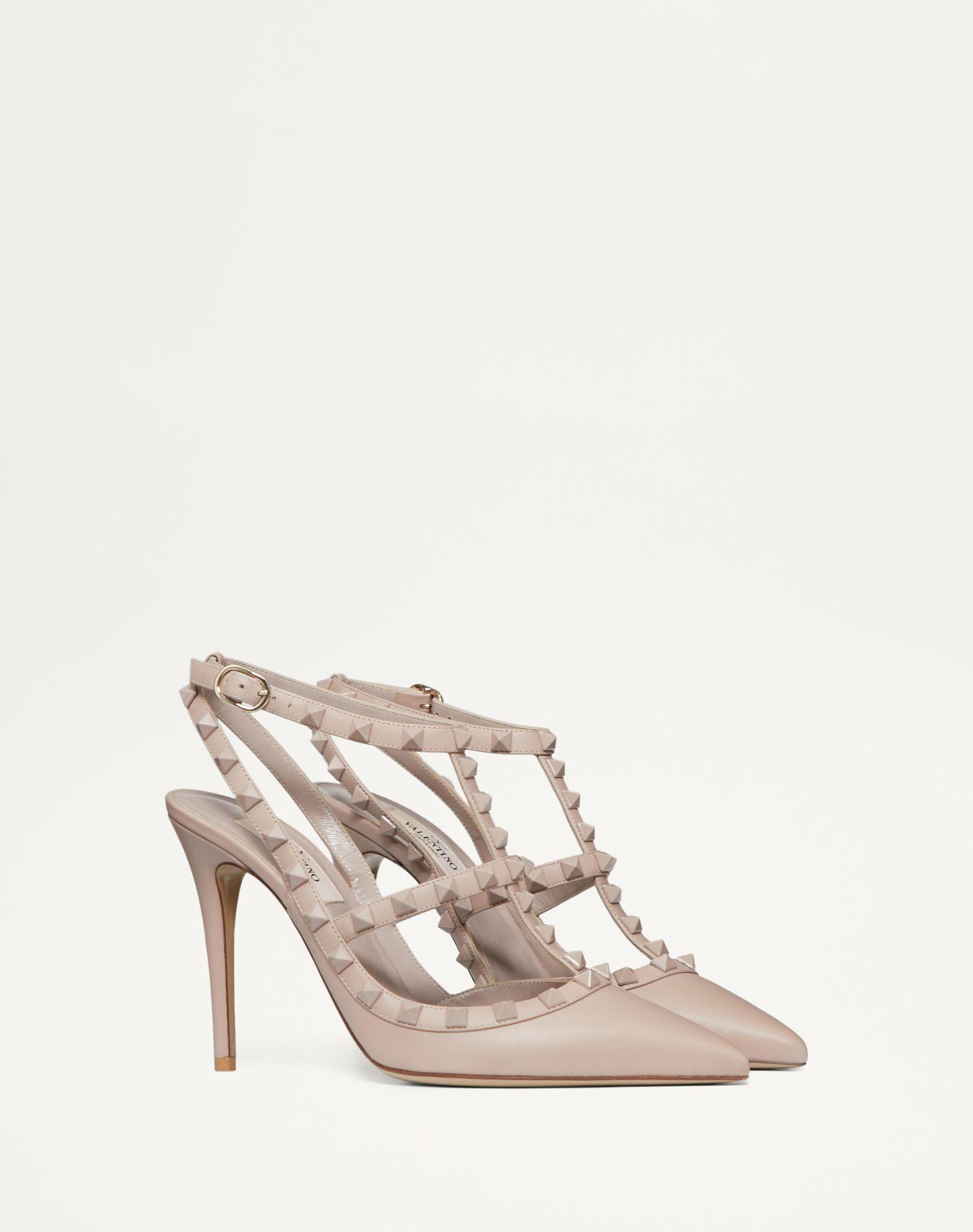 Rockstud Ankle Strap Pump With Tonal Studs 100  Mm Product Image