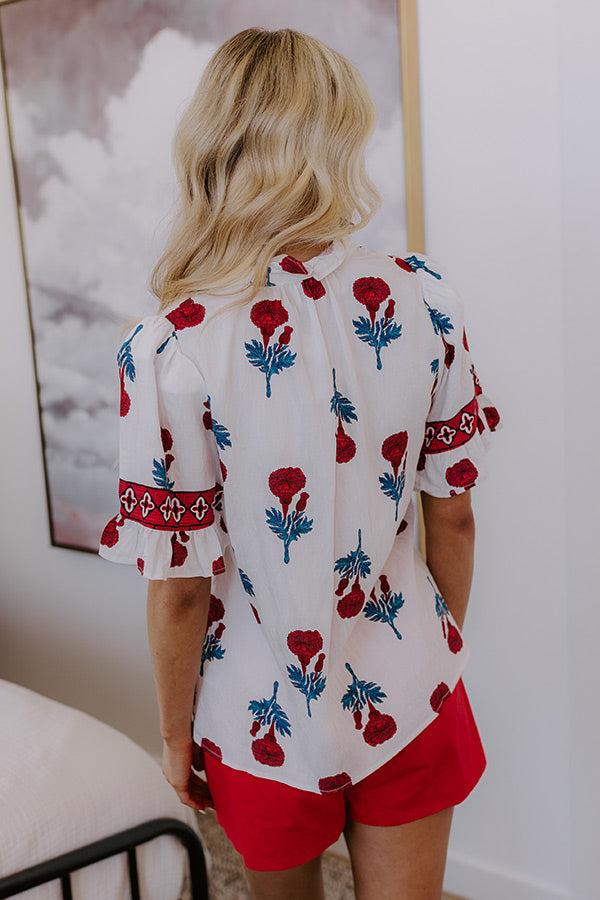 Garden Party Chic Floral Top in Red Product Image