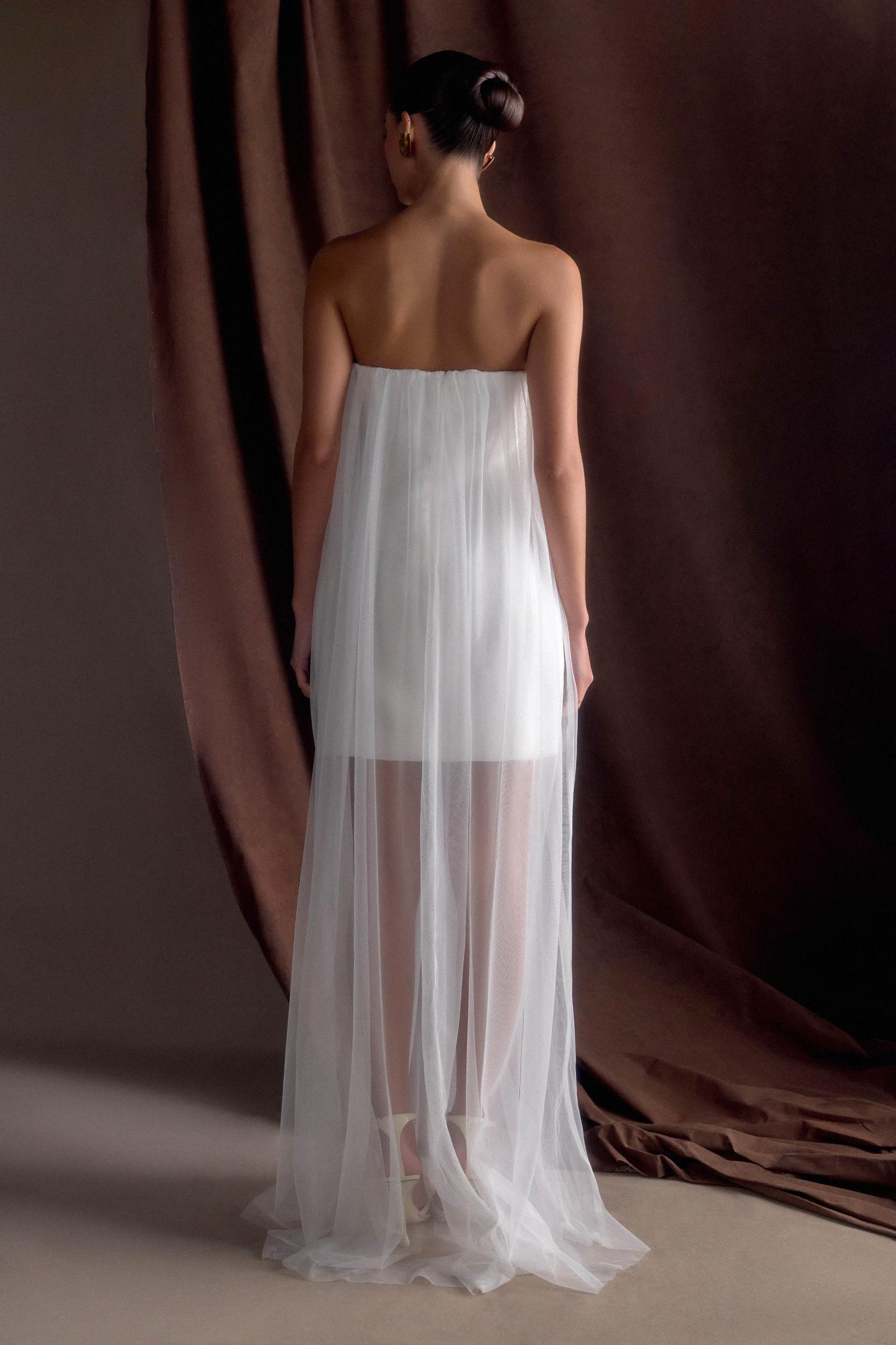 Bettany Chiffon Strapless Maxi Dress - White Product Image