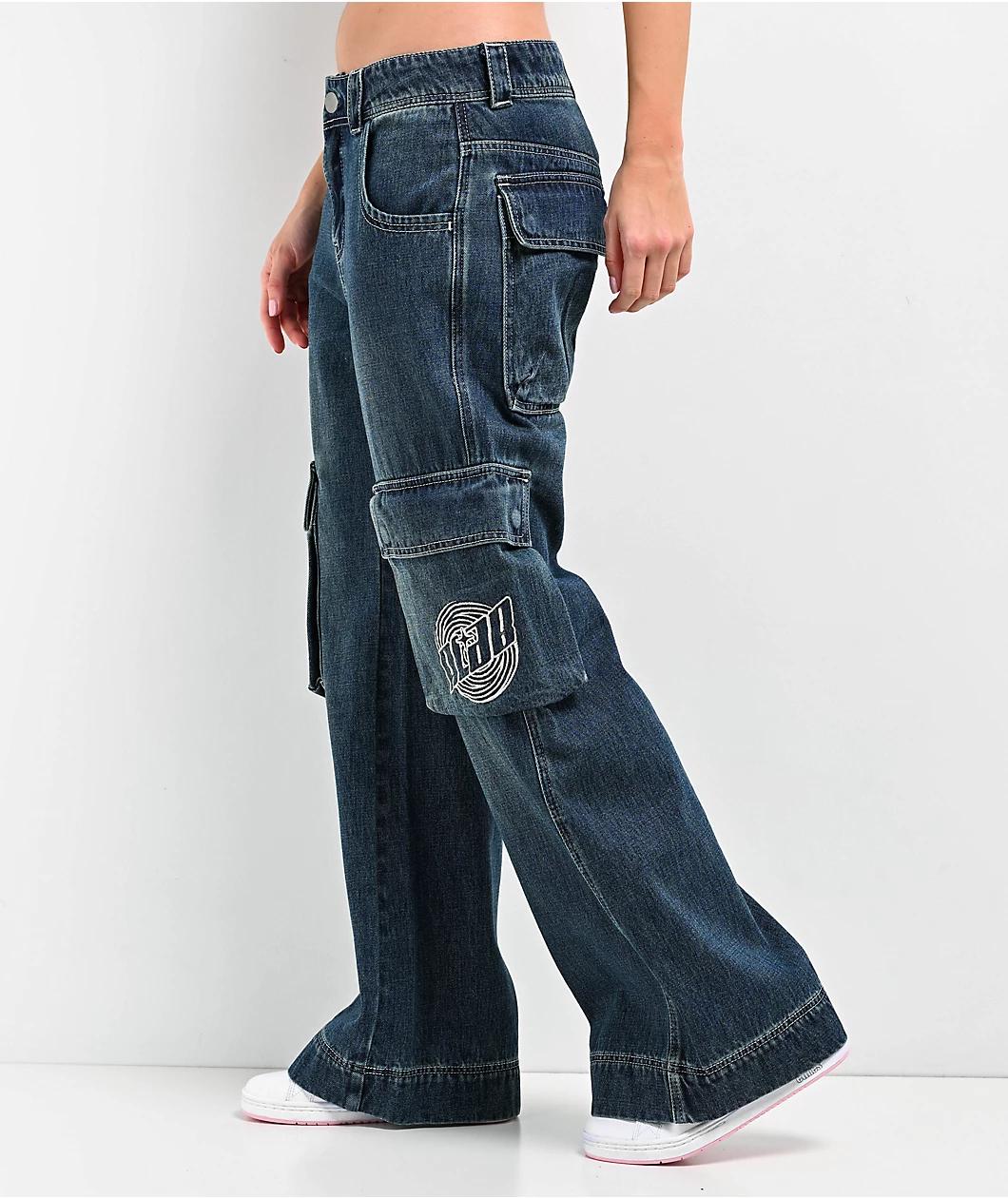 A.LAB Ether Blue Cargo Flare Jeans Product Image