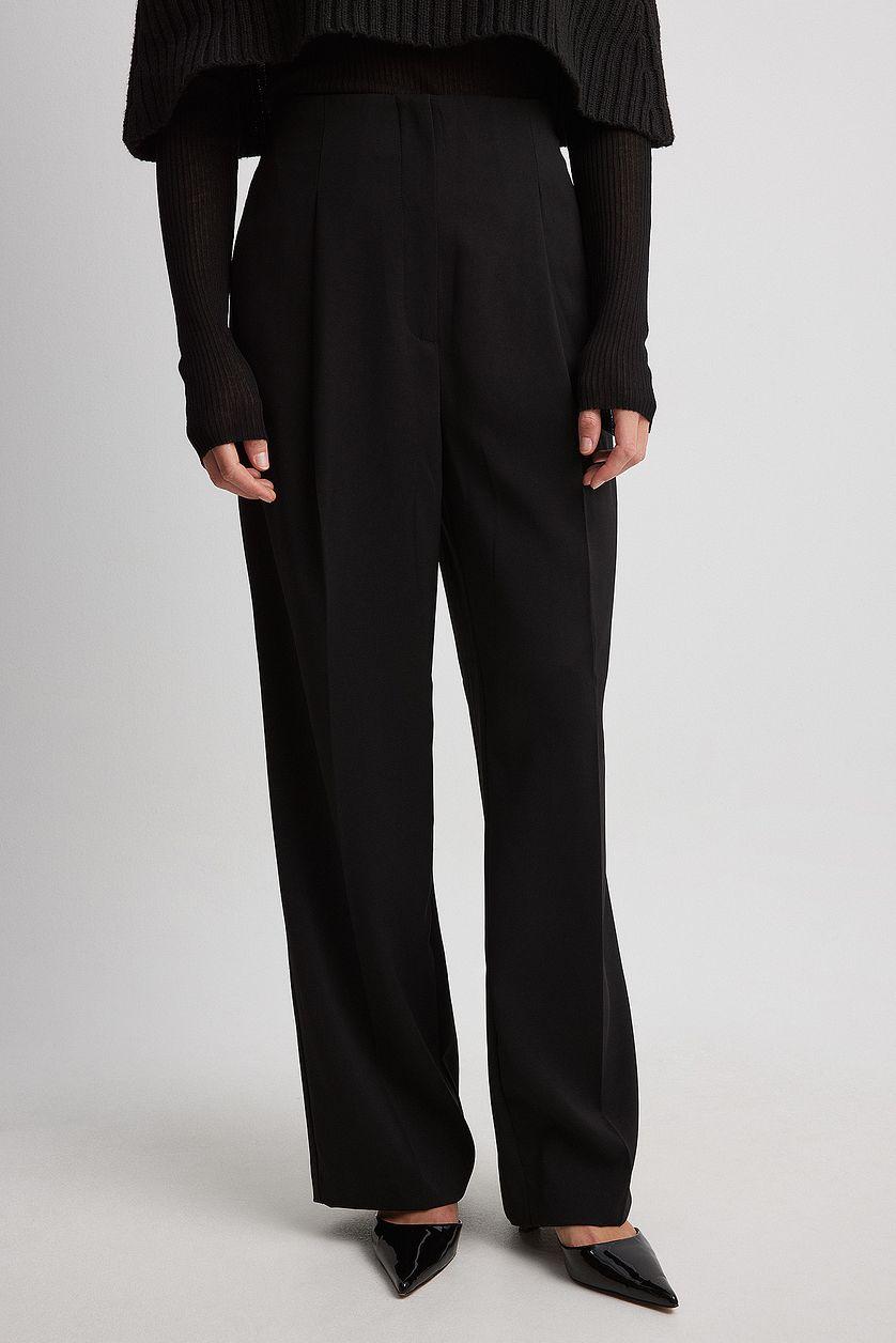 Wide High Waist Suit Pants Without Waist Band Product Image