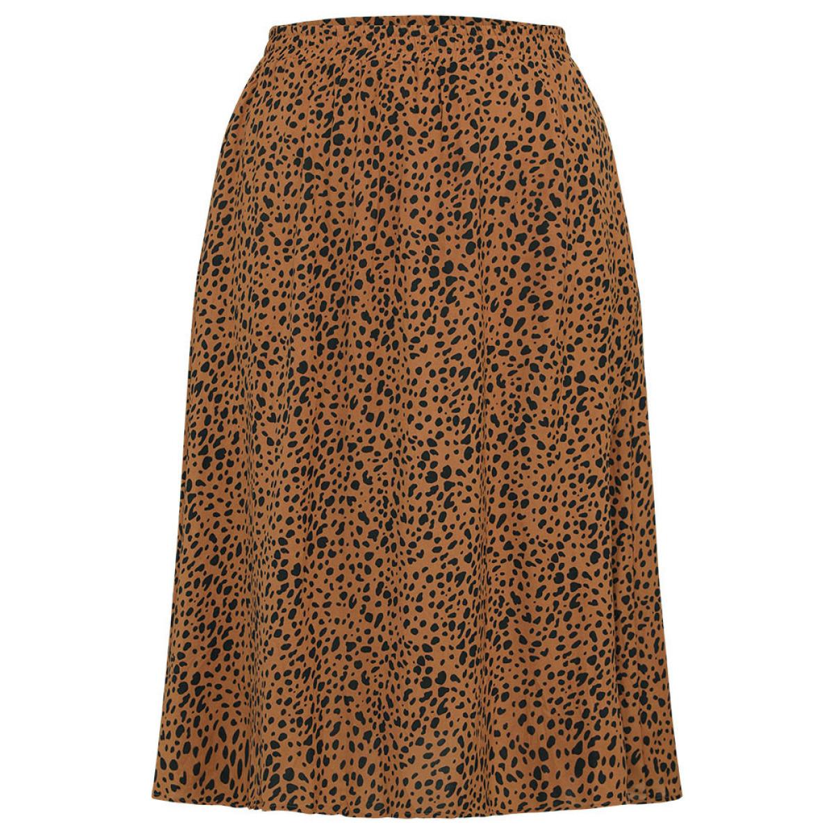 Plus Size Leopard Print Pocket Shirred Waist Skirt Women Leopard Elegant Pocket No stretch Pocket Dailywear Skirts BloomChic 26/4X Product Image