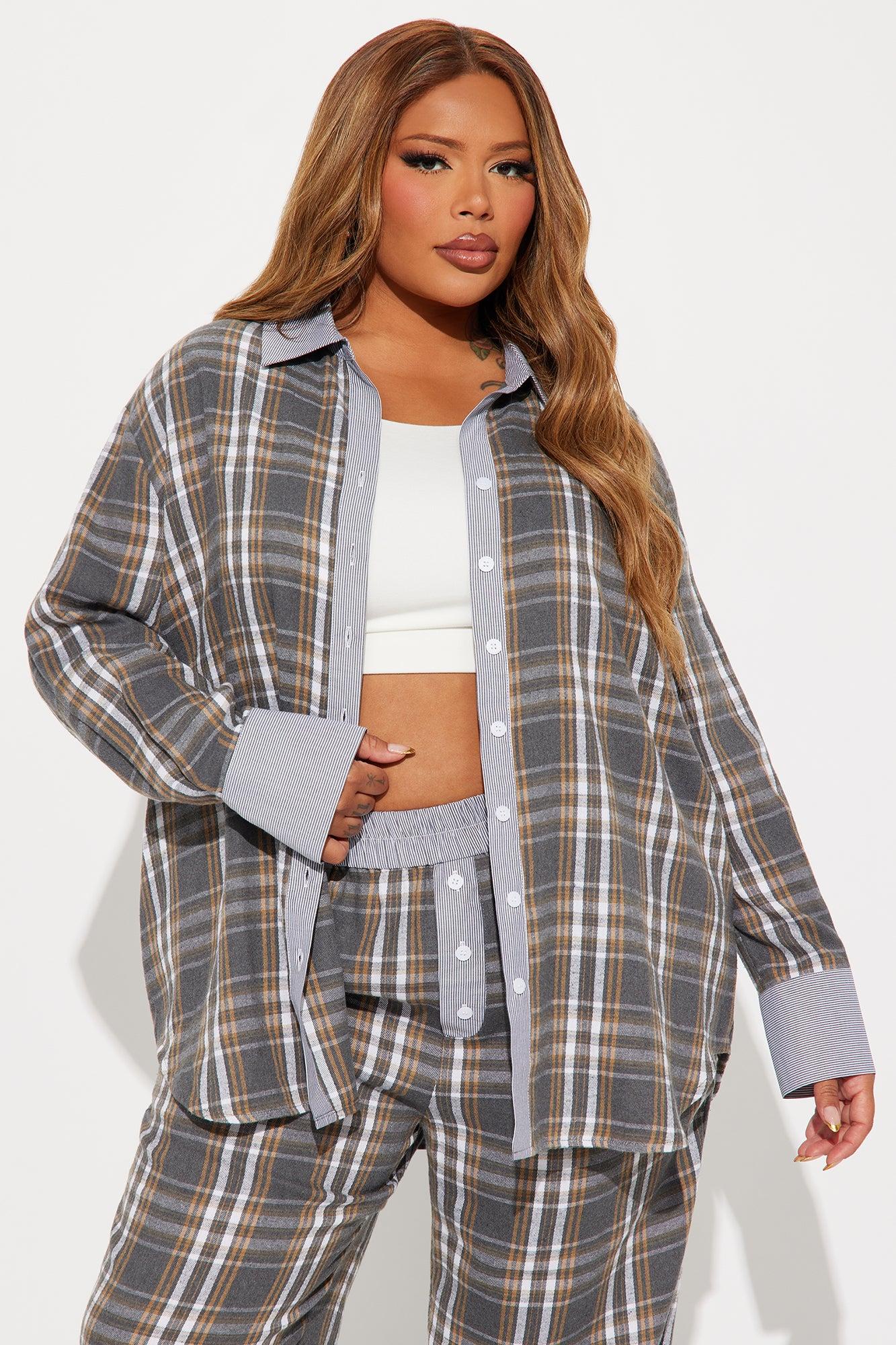 Shaye Flannel Boxer Pant Set - Grey/combo Product Image