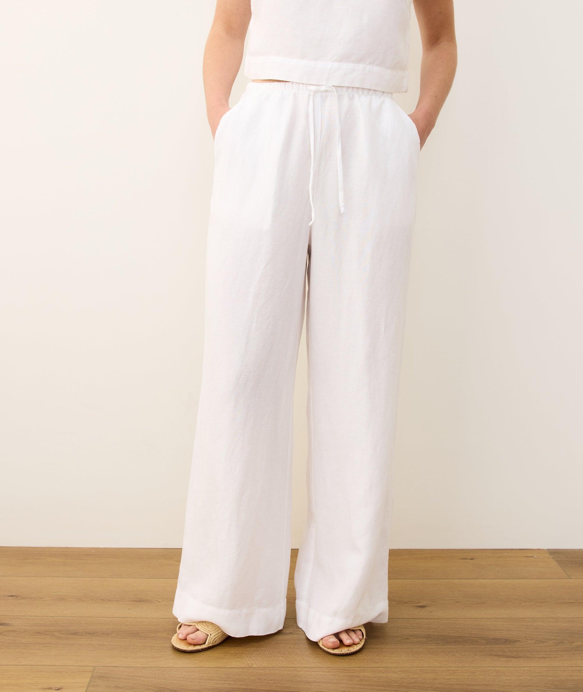 Linen Drawstring Wide Leg Pant Product Image