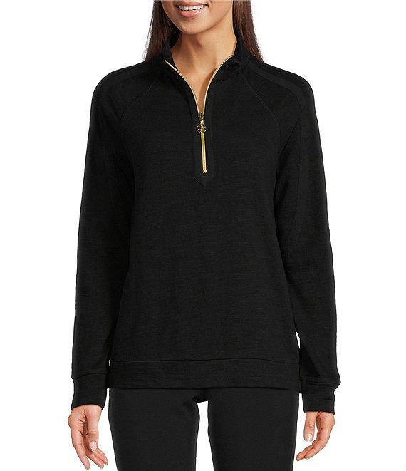 Lilly Pulitzer Ashlee Slub Terry Knit Luxletic Mock Neck Long Sleeve Pullover Product Image