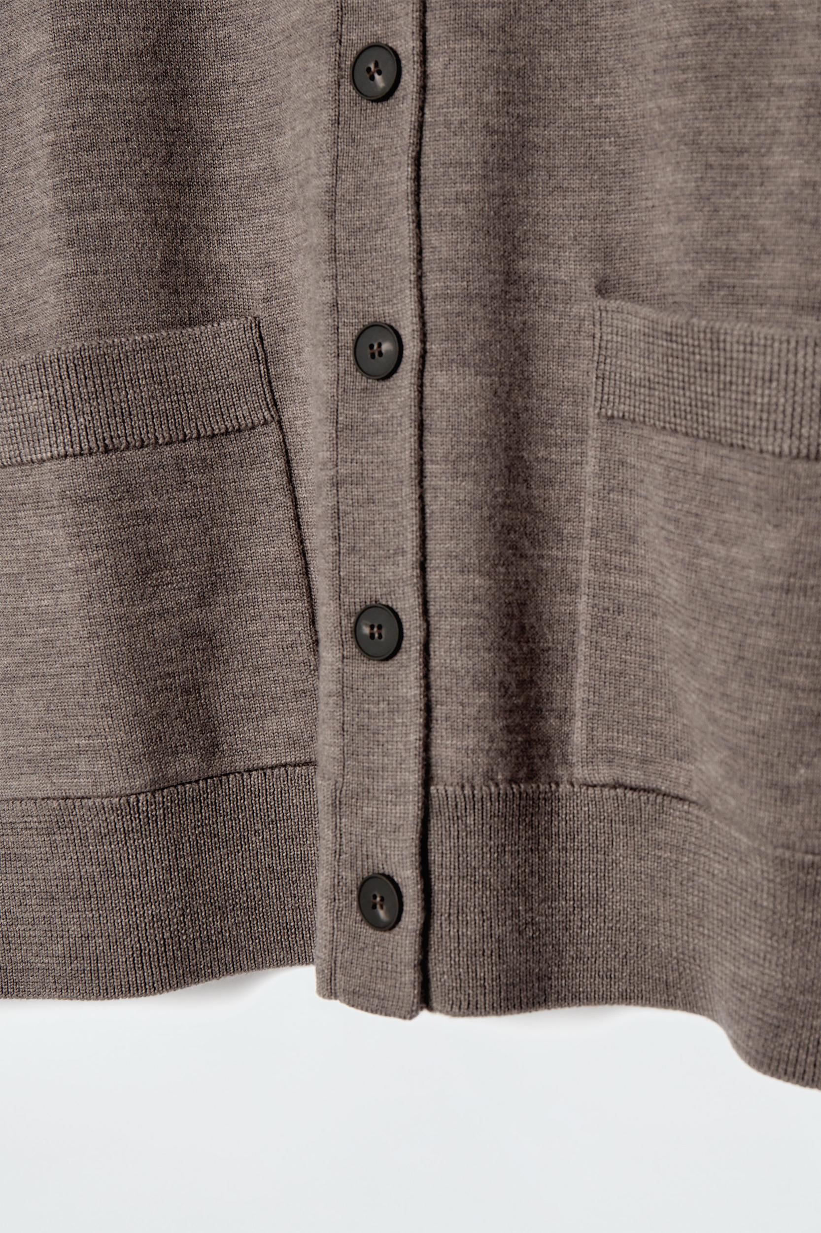 MERINO WOOL CREW-NECK CARDIGAN Product Image