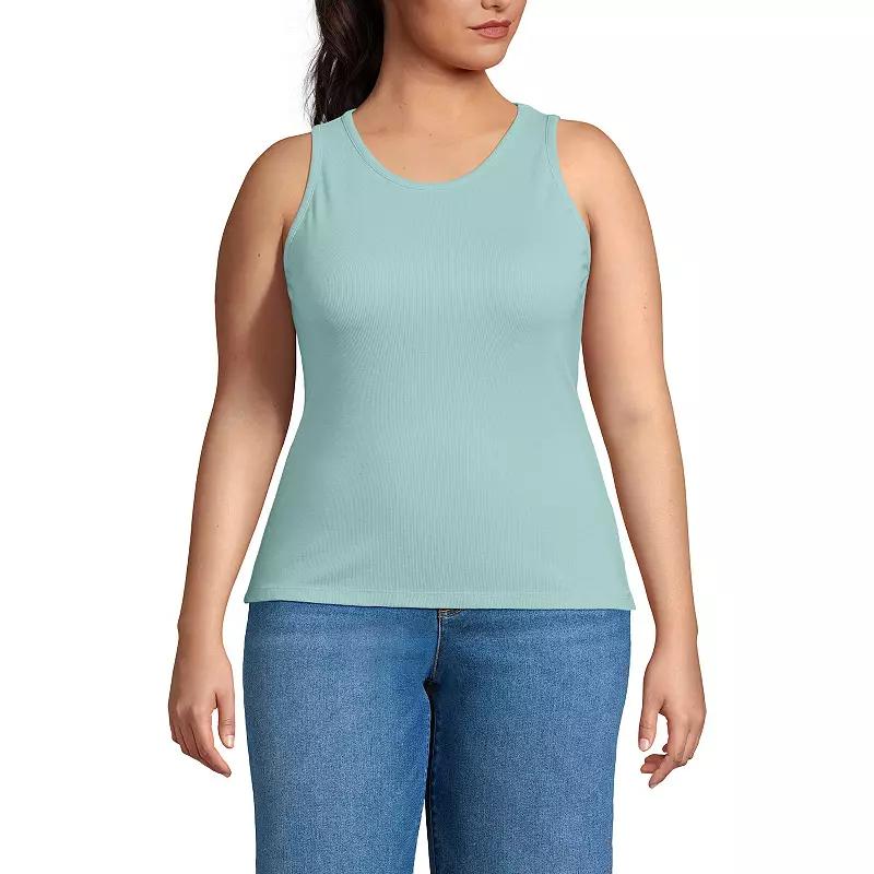 Plus Size Lands' End Drapey Rib Skimming Tank Top, Women's, Size: 3XL, Misty Blue Product Image