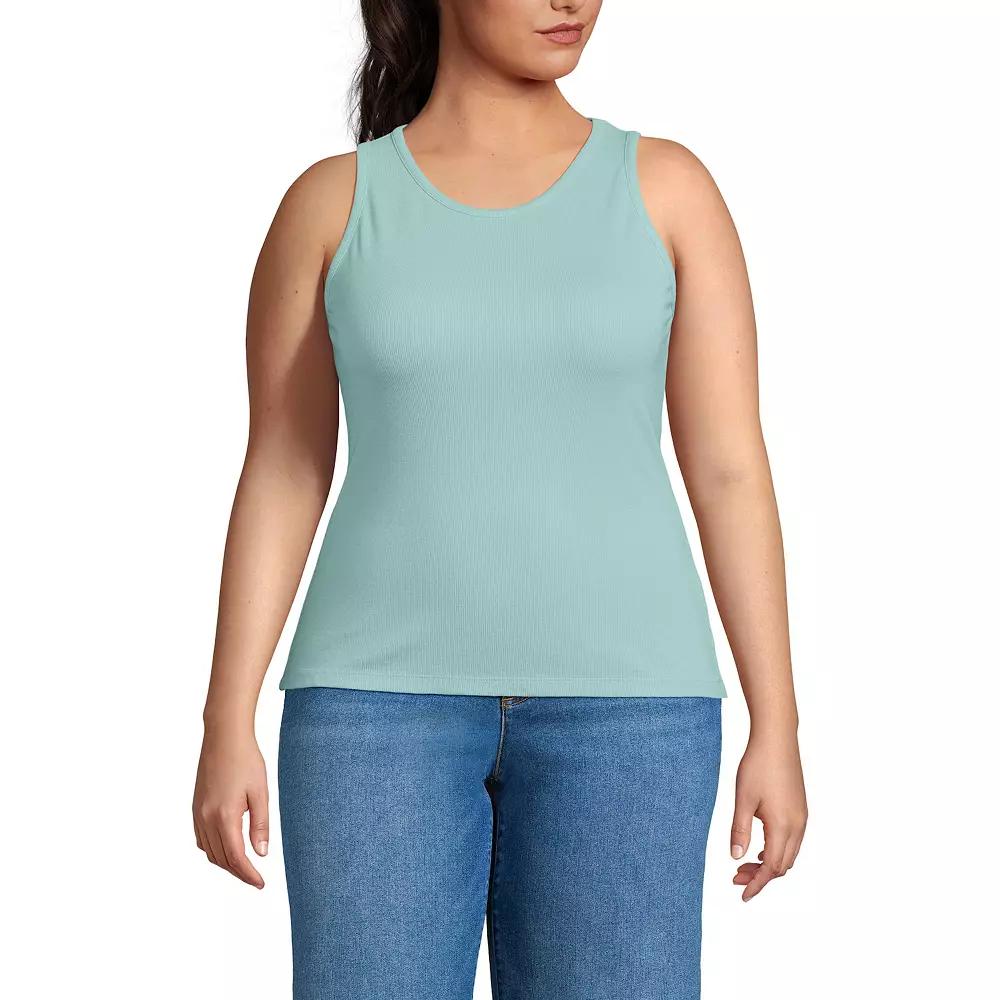 Plus Size Lands' End Drapey Rib Skimming Tank Top, Women's, Size: 3XL, Misty Blue Product Image