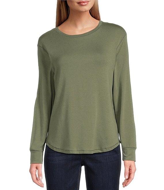 Westbound Petite Size Long Sleeve Crew Neck Knit Tee Product Image
