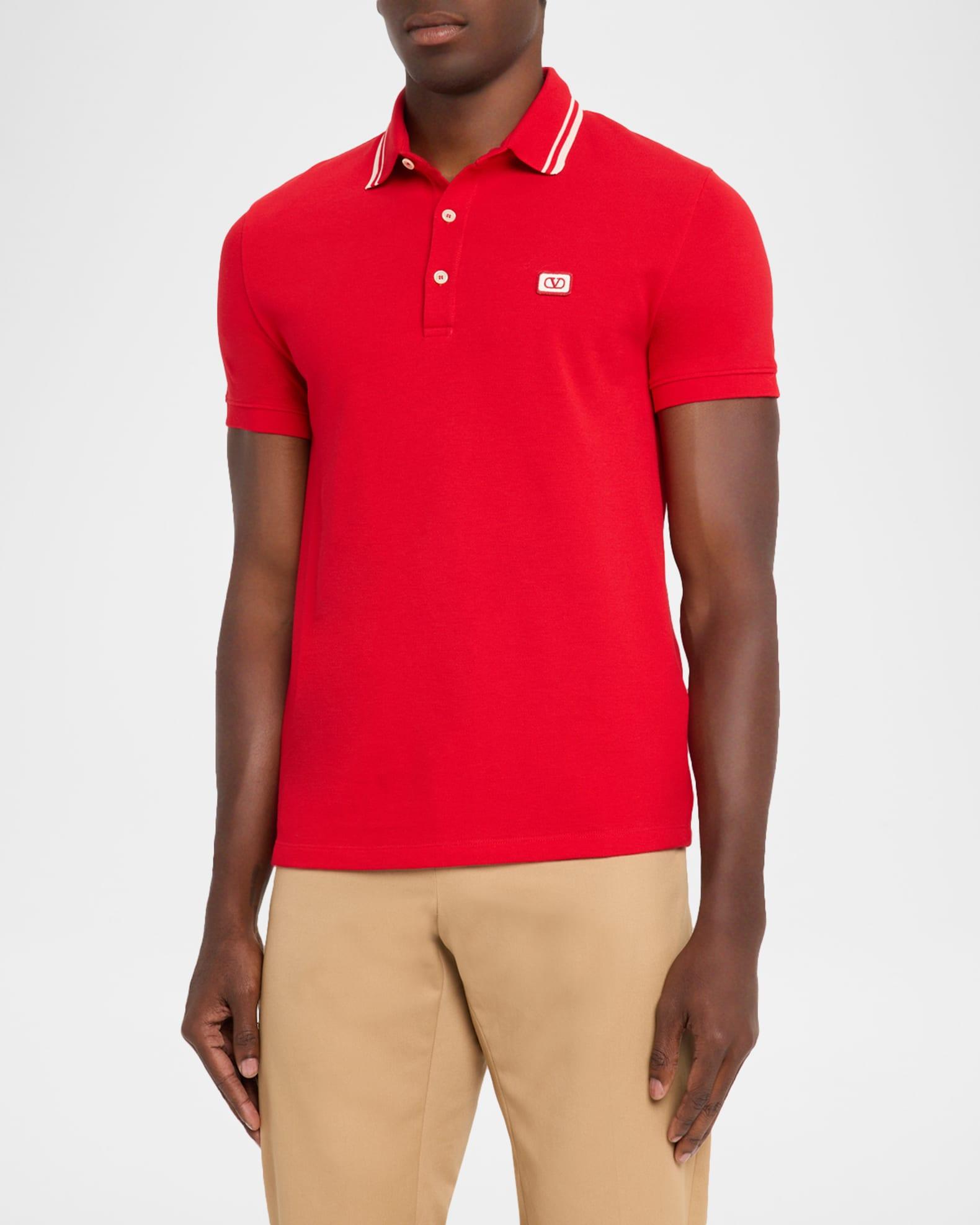 Men's VLogo-Patch Pique Polo Shirt Product Image