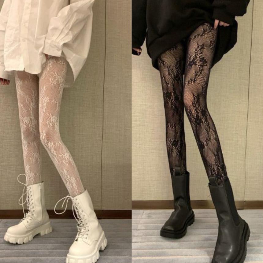 Bow Pattern Fishnet Tights Product Image