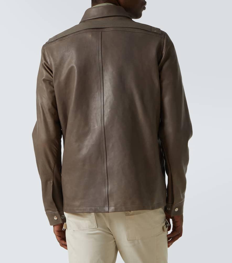 RICK OWENS Khaki Porterville Brad Leather Jacket In 35 Bean Product Image